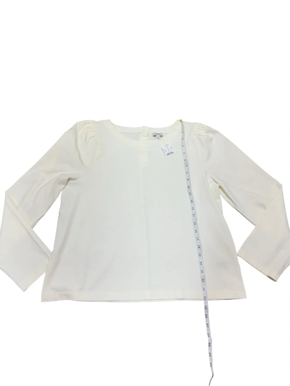 J. Crew Womens XL Puff Sleeve Button Back Top Ivory Cotton Long Sleeve Blouse